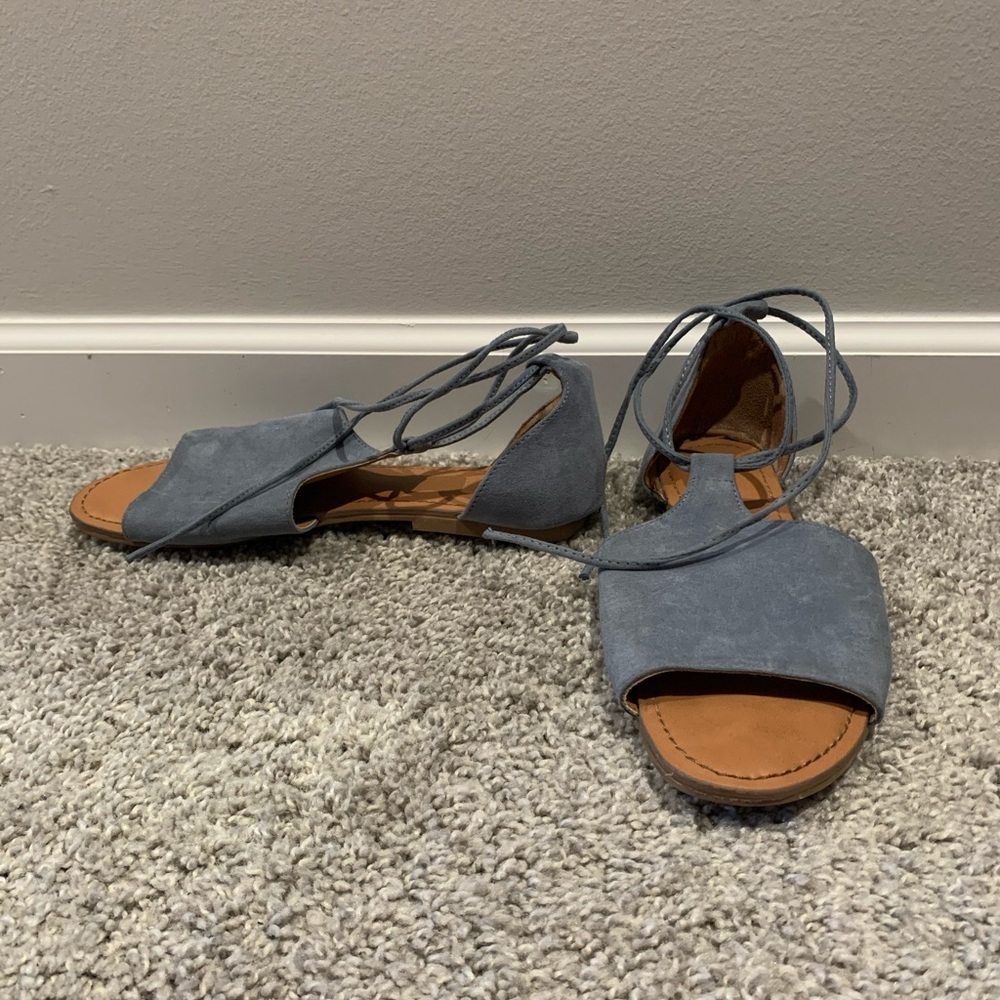 Blue Lace Up Sandals - Size 8